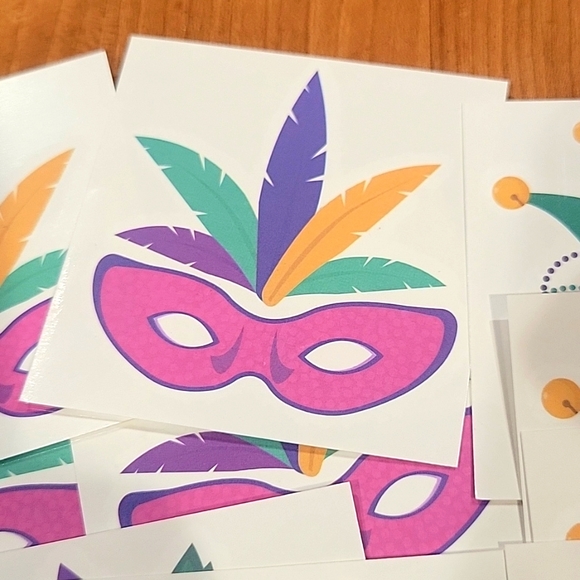 Mardi Gras temporary tattoos mixed lot of twenty beads, masks NWOT New in packag - Picture 6 of 6